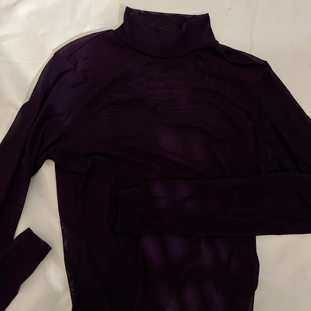 Purple mesh turtleneck top